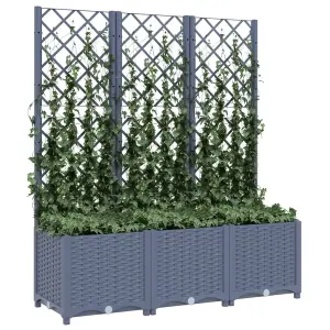 Berkfield Garden Planter with Trellis Dark Grey 120x40x136 cm PP