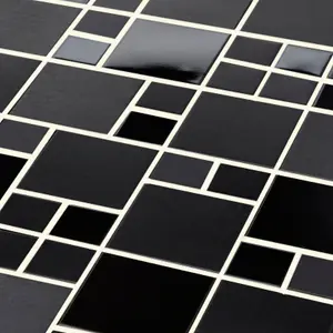 Tourino Black Gloss & matt Stainless steel Mosaic tile, (L)300mm (W)300mm