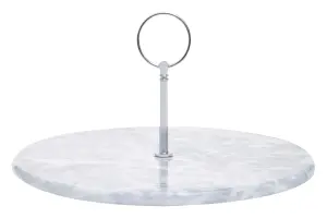 Interiors by Premier Grey Marble Cake Stand With Silver Handle