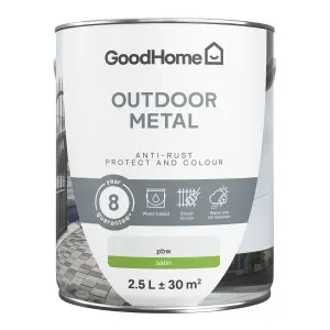 GoodHome Outdoor White Satinwood Exterior Metal paint, 2.5L Tin