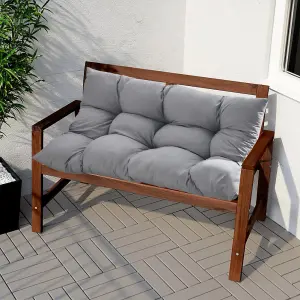 Light Grey Rectangular Outdoor Garden Tufted Bench Cushion Seat Pad 120 x 80 cm