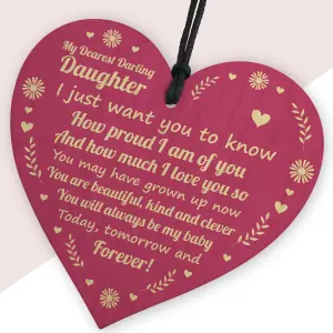 Red Ocean Daughter Gifts From Mum Wooden Hanging Heart Gift For Daughter From Mother Father Birthday Gifts For Her