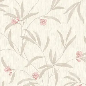 Belgravia Décor Tiffany Flower Cream/Soft Coral Red Wallpaper