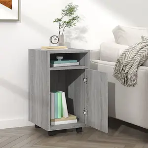 Berkfield Side Cabinet with Wheels Grey Sonoma 33x38x60 cm Engineered Wood