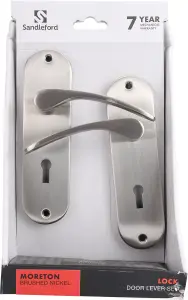 Sandleford Moreton Door Handle Lock Lever  Set - Brushed Nickel