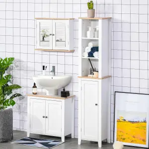 kleankin Bathroom Mirror Cabinet Wall Mounted Storage Cupboard W/ Double Door