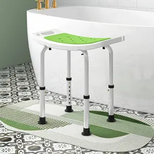 HOMCOM Adjust Aluminium Bath Stool Spa Shower Chair Non-Slip w/ Shower Hole