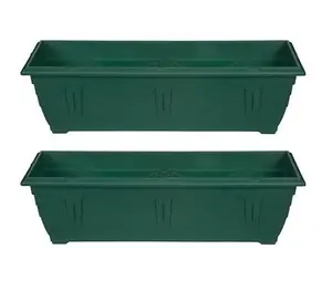 2 x Large Venetian Patio Planter Trough Plant Pot 60cm Plastic Green Colour Pot