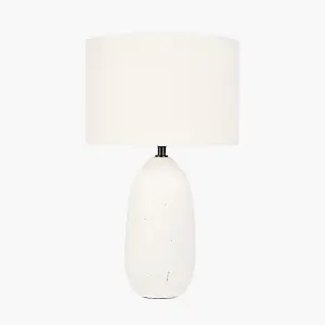 White Vintage Textured Ceramic Table Lamp