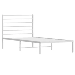 Berkfield Metal Bed Frame with Headboard White 80x200 cm