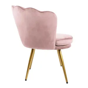 Flora Accent Chair with Petal Back Scallop Armchair in Velvet - Silver Pink