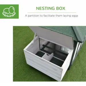 PawHut Chicken Coop Hen Poultry House w/ Nesting Box Outdoor Run Patio Wooden