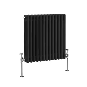 Right Radiators 600x607 mm Horizontal Traditional 3 Column Cast Iron Style Radiator Black