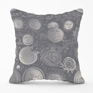 Sun and Moon in Grey Outdoor Cushion 45cm x 45cm