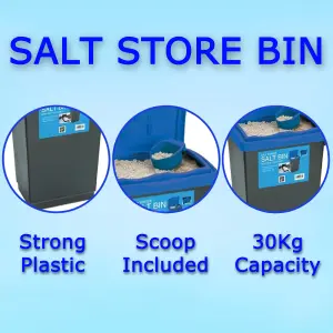 Rock Salt Grit Storage Bin with Scoop Salt Store Box Bin - 30L