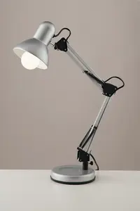 Luminosa Task Table Lamp, Silver, Black, E27