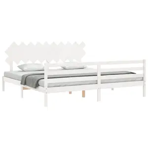 Berkfield Bed Frame with Headboard White 200x200 cm Solid Wood