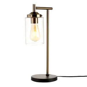 Edinburgh Matt Black Antique brass effect Table lamp