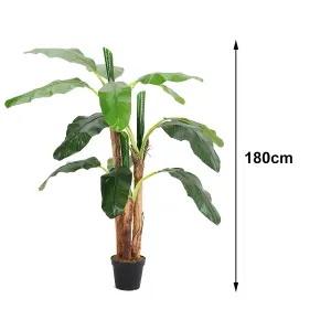 3 Trunk Garden Decoration Artificial Banana Tree in Pot 180 cm