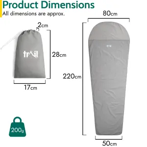 Mummy Sleeping Bag Liner Single Adult Lightweight Compact With Pillow Pocket