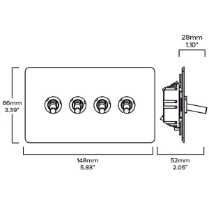 MAXWELL 4G Two Way Smooth Toggle Switch - Brass