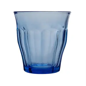 Duralex - Picardie Drinking Glasses - 250ml Tumblers for Water, Juice - Blue - Pack of 6