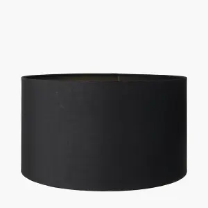 30cm Black Poly Cotton Cylinder Table Lamp Shade Modern Drum Lampshades