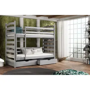 Teme Single (3') Bunk Bed with Drawers Grey