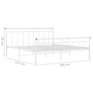 Berkfield Bed Frame White Metal 180x200 cm 6FT Super King