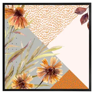 Autumn geometric shapes and flowers (Picutre Frame) / 30x30" / White