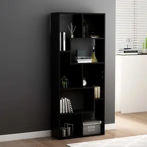 Berkfield Book Cabinet Black 67x24x161 cm Engineered Wood