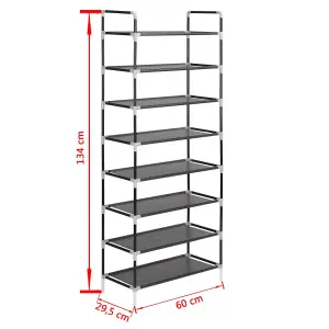 Berkfield Shoe Rack with 8 Shelves Metal and Non-woven Fabric Black