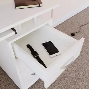 Vida Designs Otley White 3 Drawer Computer Desk With Shelves and Keyboard Tray