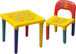 Trendi ABC Alphabet Plastic Table & Chair Set Vibrant Durable Kids Furniture for Learning & Play  Toddlers  Multi-Color