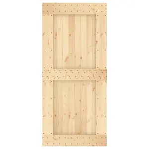 Berkfield Sliding Door with Hardware Set 95x210 cm Solid Wood Pine