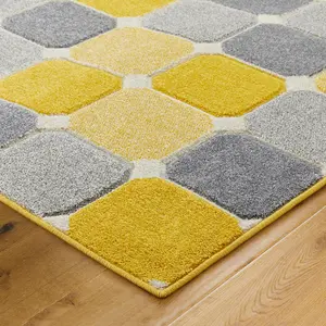 Modern Chequered Easy to Clean Geometric Rug for Dining Room-120cm X 170cm