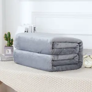 Neel Blue Soft Fluffy Fleece Blanket - Silver - 130cm x 150cm