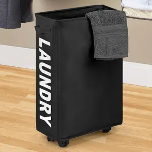 Sorter and Organizer on Wheels - 22" Rolling Slim Laundry Basket with Stand - Laundry Hamper Basket