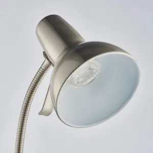 Anson Lighting Aldo Floor light finished in Satin nickel plate and gloss white