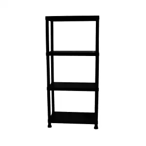 2x Oypla 4 Tier Black Plastic Heavy Duty Shelving Racking Storage Unit