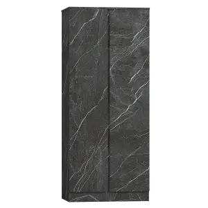 ZITA - 2 Door Plain Wardrobe + 2 Door Plain Wardrobe in Matt Charcoal Grey Marble Effect