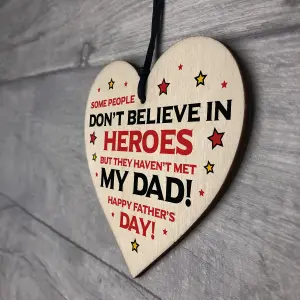 Novelty Fathers Day Gift Superhero Theme Wood Heart Dad Gift From Daughter Son