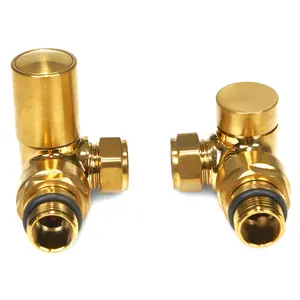 Brushed Brass Corner Manual Radiator Valve Pair