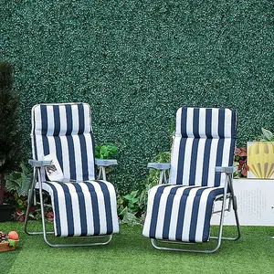 2 Piece Blue Folding Sun Loungers Set / Stylish Comfort for Outdoor Relaxation