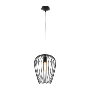 Hanging Ceiling Pendant Light Black Wire Cage 1 x 60W E27 Hallway Feature Lamp