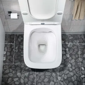 Nes Home Square Rimless Back To Wall Toilet With UF Seat White