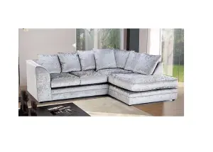 Bella Crushed Velvet Right Hand Facing Corner Sofa Silver