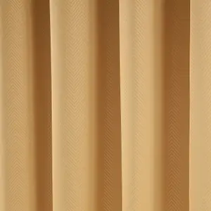 Homescapes Yellow Herringbone Chevron Blackout Curtains Pair Eyelet Style, 46x90"