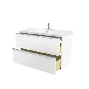 GoodHome Imandra White Wall-mounted Vanity unit & basin set - Includes Lana basin (W)1004mm