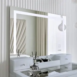 Madison Grey Dressing Table with Large Mirror Framed with LED Light